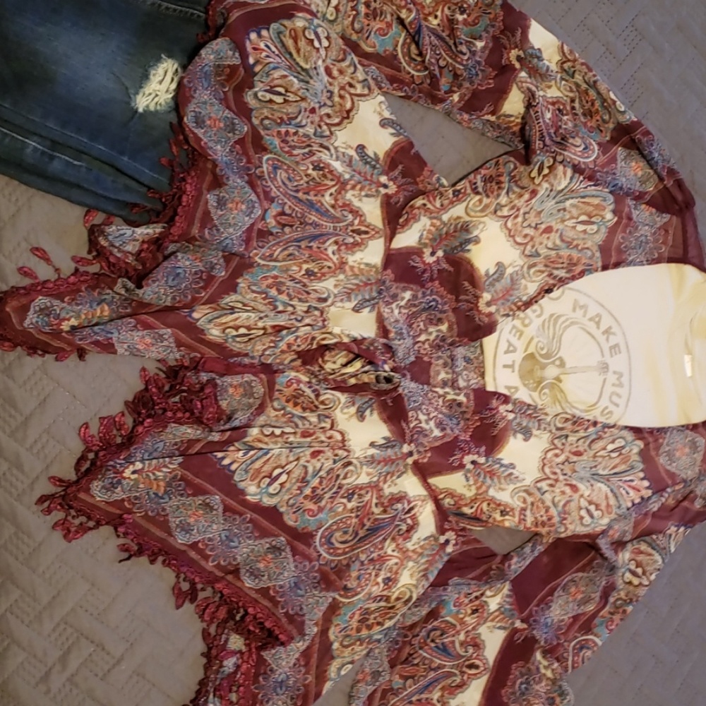 Maroon Paisley Kimono